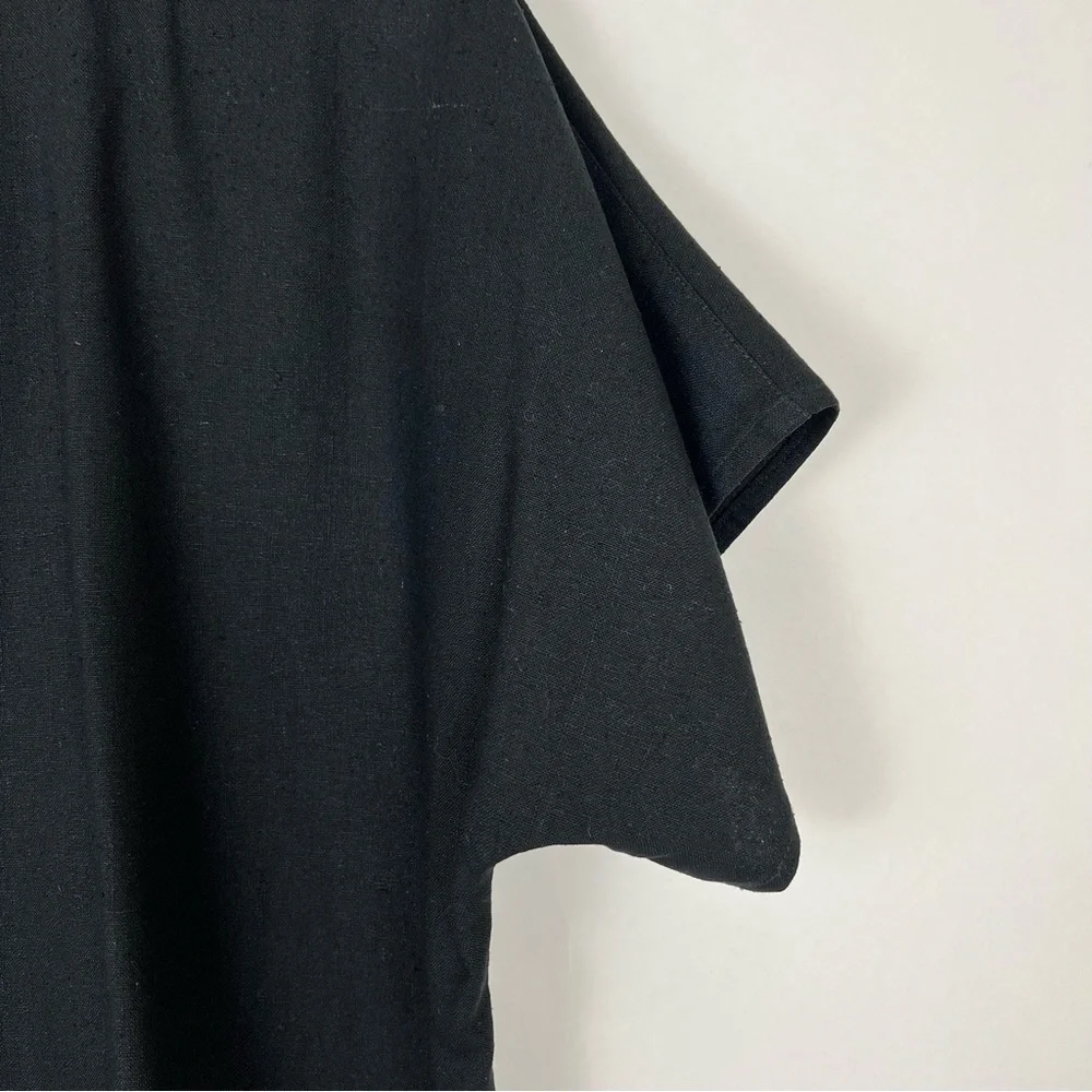 Pastorale silk short sleeve blouse black M - Picture 4 of 9